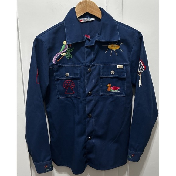 VTG 60s 70s Toughskins Union‎ Dark Wash Indigo Long Sleeve Sears Put on Shop 16